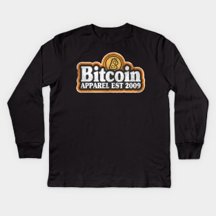 Vintage Bitcoin Logo Est 2009 Retro Funny BTC Gift Kids Long Sleeve T-Shirt